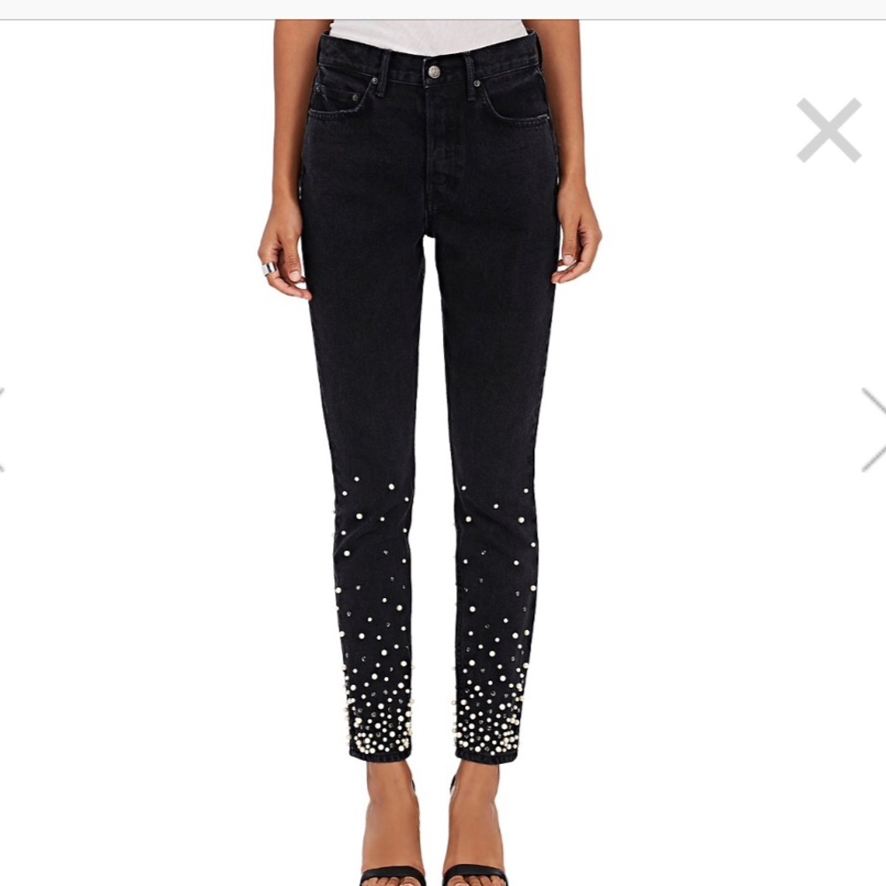 Grlfrnd Denim Pearl Embellished Jeans